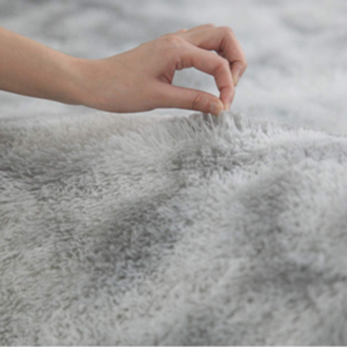 Tinyboy-hbq Tapis de Sol Grand, de Salon, de Chambre Doux, antidérapant, Pelucheux, Shaggy intérieur Chambre d'enfant, Pelucheux pour la décoration de la Maison (Gris Blanc, 80 x 120 cm)