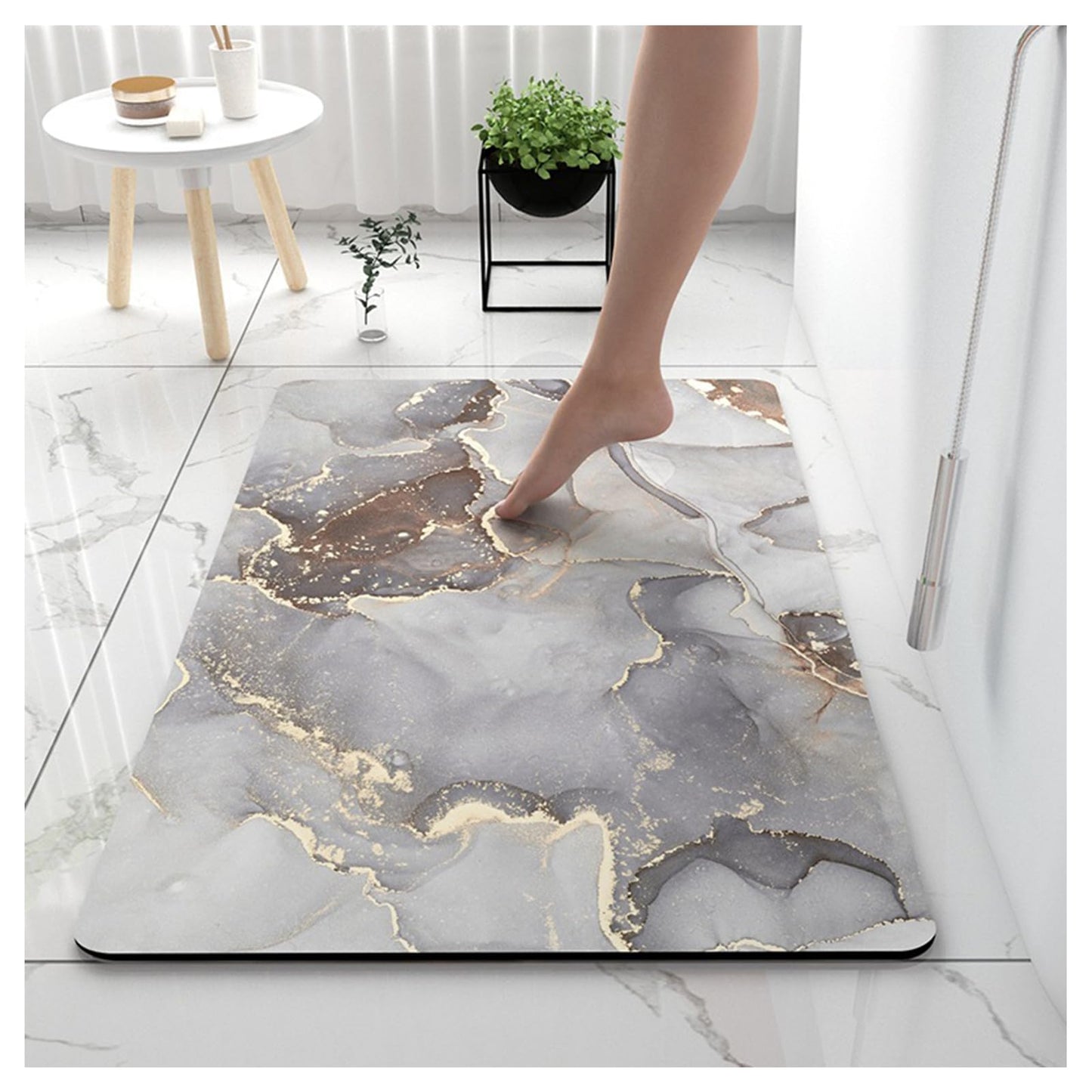 Ergocar Tapis de Bain Absorbant, Tapis de Salle de Bain à Séchage Rapide Antidérapant, Résistant à l'usure Tapis de Salle, Tapis d'Entrée pour Salle De Bain, Cuisine, Chambre(Motif en Marbre)