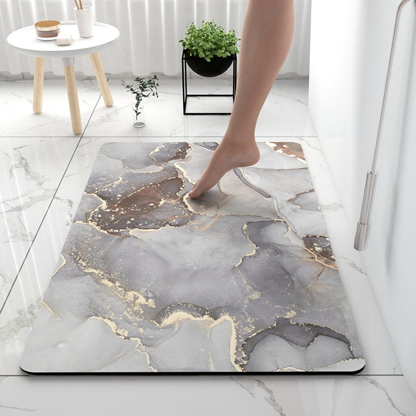 Ergocar Tapis de Bain Absorbant, Tapis de Salle de Bain à Séchage Rapide Antidérapant, Résistant à l'usure Tapis de Salle, Tapis d'Entrée pour Salle De Bain, Cuisine, Chambre(Motif en Marbre)