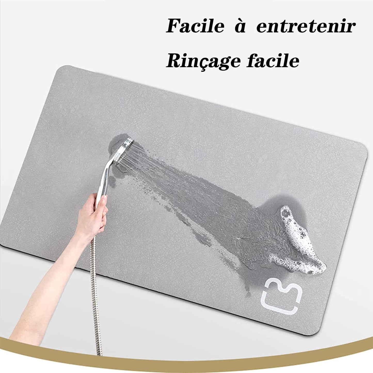 Dai Lufei Tapis de Bain Antidérapant Super Absorbant Diatomite Tapis Salle de Bain Microfibre Tapis de Baignoire Tapis de Douche Doux Séchage Rapide (50 * 80, Beige)