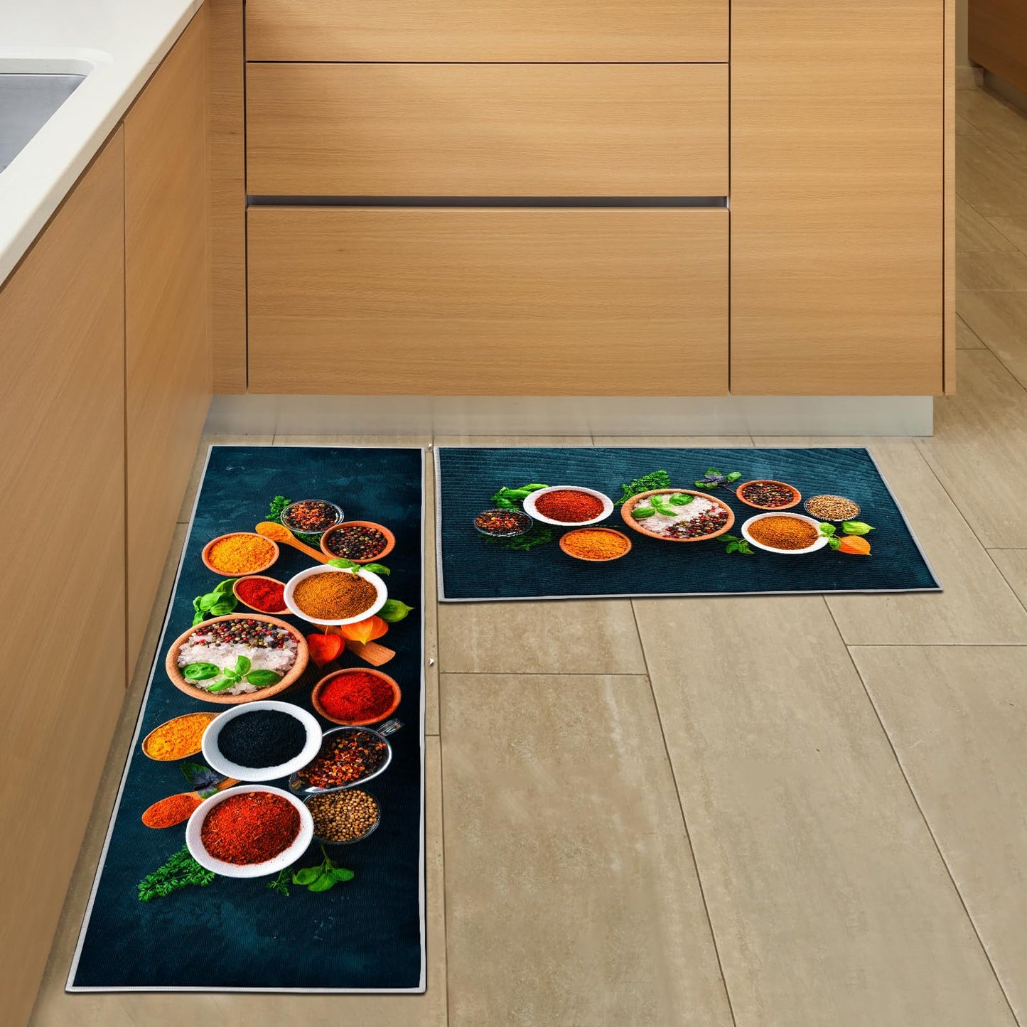 Tapis de Cuisine antidérapant Tapis de Cuisine antidérapant Lavable Convient à la Chambre des Enfants, à l'entrée, à l'extérieur, à la Cuisine, au Foyer. (Style M, 40x60 + 40x120 cm)