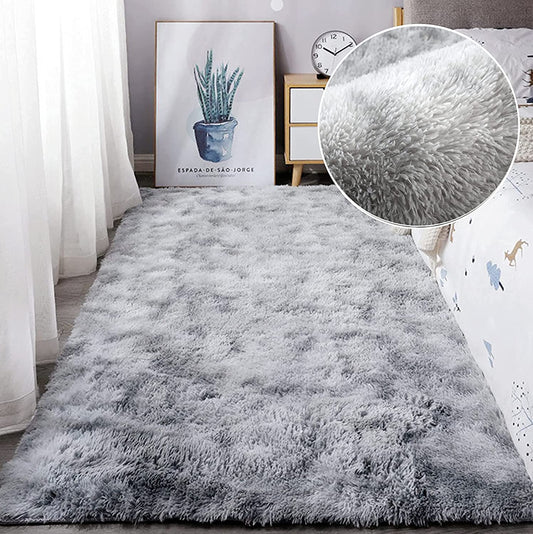 Tinyboy-hbq Tapis de Sol Grand, de Salon, de Chambre Doux, antidérapant, Pelucheux, Shaggy intérieur Chambre d'enfant, Pelucheux pour la décoration de la Maison (Gris Blanc, 80 x 120 cm)