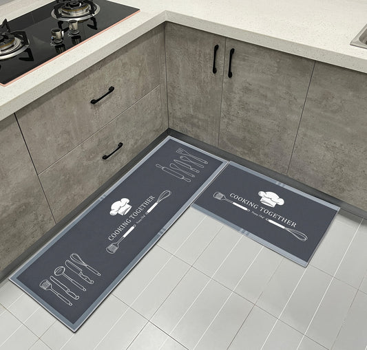 PQCXXA Lot de 2 Tapis de Cuisine antidérapant Tapis de Cuisine antidérapant Lavable pour Cuisine, Couloir, Salon, Chambre à Coucher, Salle de Bain (A6, 43x150cm+43x75cm)