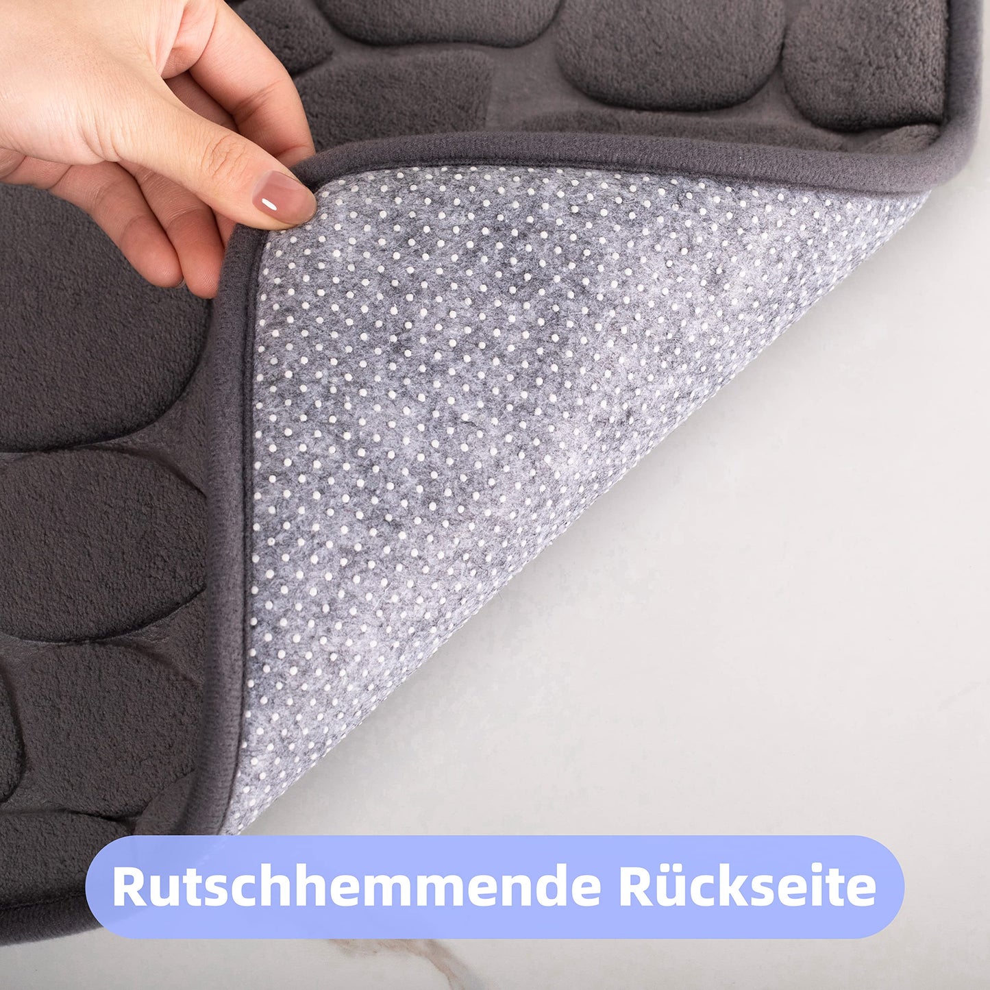 chakme Tapis de Bain en Mousse à mémoire de Forme - Tapis de Douche Absorbant - Tapis de Bain - Tapis décoratif - Antidérapant - pour Salle de Bain et Salon - 43 x 61 cm - Gris foncé